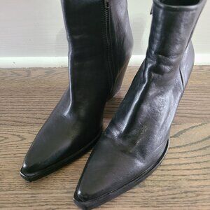 Steve Madden Black Leather Ankle Booties - Made in Italy